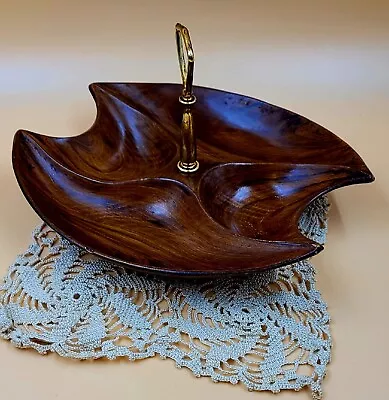 Mid Century 1960s Nut Tray Ceramic Faux Wood  Calorig USA Vintage  • $26