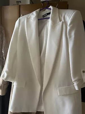 Zara Blazer With Rolled Sleeves - White • £19