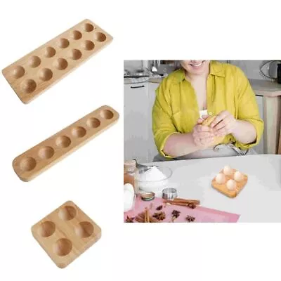 4/6/12 Holes Egg Storage Rack Wooden Egg Holder Household Rustic Egg Organizer • £9.60