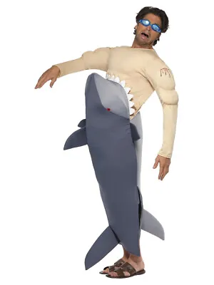 Adult Mens Novelty Man Eating Shark Funny Stag Night Fancy Dress Animal Costume • $82.29
