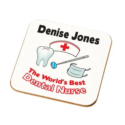 Personalised Worlds Best Dental Nurse Coaster Gift Dentist Assistant Present • £4.99