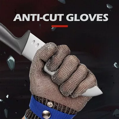 Safety Cut Proof Glove Stainless Steel Mesh Butcher Stab Resistant Metal Gloves. • £8.29