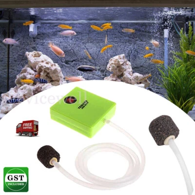 $14.94 • Buy Aquarium Fish Tank Air Pump Dry Battery Aerator Oxygen Air Stone Bubble Diffuser