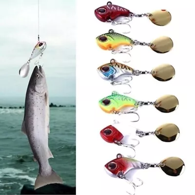 6x Fishing Lures Metal Spinner Bait Lure Bass Baits Vibration Spoon Fish Tackle • $14