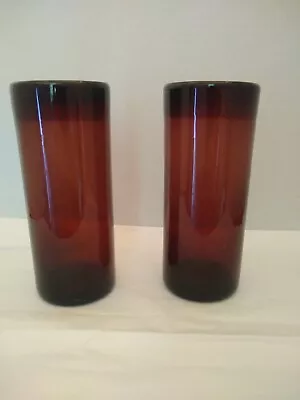 New Set / 2 Purple Amethyst Mexican Hand Blown Tumblers Drinking Glasses Bubbles • $19.99