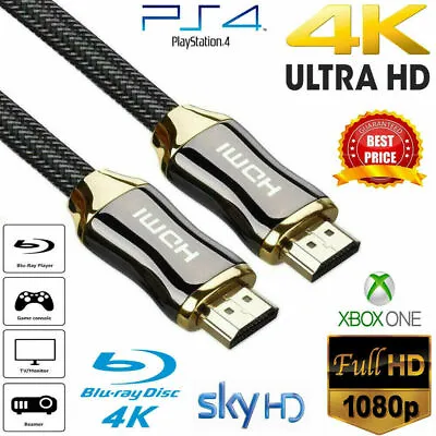 £8.99 • Buy Premium 4K HDMI Cable V2.0 High Speed Lead 2160P 3D HDTV UHD ARC PS4 1m 2m 3m 5m
