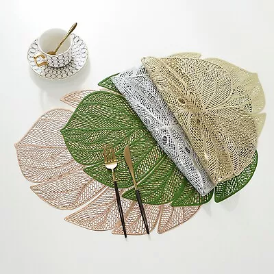 Hollowed-Out Leaf Place Mats For Dining Table Pressed Vinyl Table Mats For Party • $10.18