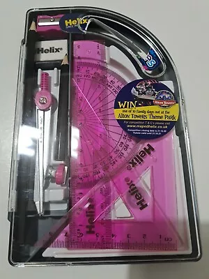 Helix Cool Curves Maths Set   Ruler Set Square Protractor Pencils Compass Etc • £5.40