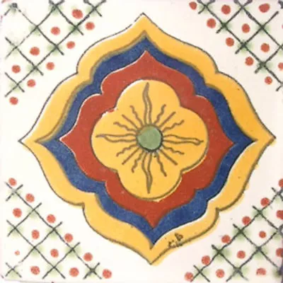 #C015) Mexican Tile Sample Ceramic Handmade 4x4 Inch GET MANY AS YOU NEED !! • $1.75