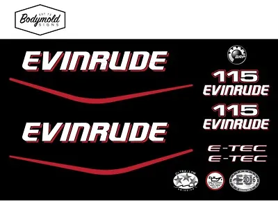 EVINRUDE  E-TEC 115hp Outboard Replacement Decals For Dark Cowl • $62.28