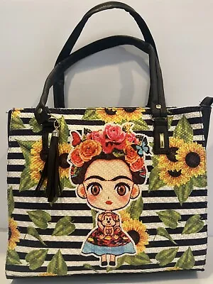 Frida Kahlo Sunflower Woven Tote Handbag/Shoulder Bag Mexican Art Purse NWOT • $21.50