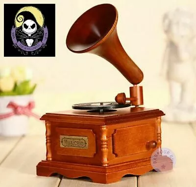 Wood Phonograph Wind Up Music Box : This Is Halloween • $75.98