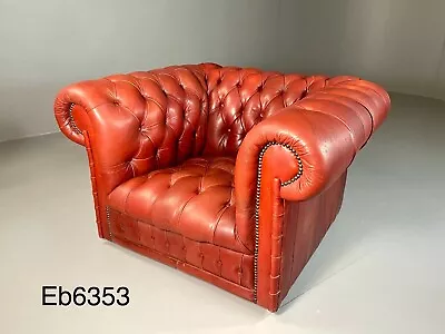 EB6353 Vintage Chesterfield Club Chair Red Leather Retro VCHE • £275