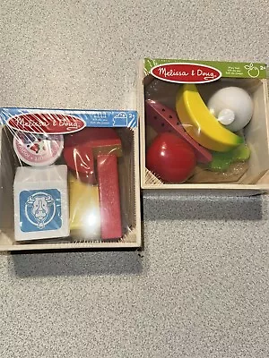 Melissa & Doug Food Groups Wooden Pieces And 2 Crates Multi - Play Food New • $18.99