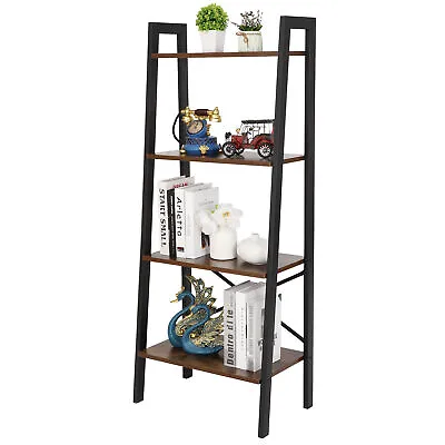 Ladder Shelf Stand Storage Rack Vintage Bookshelf Bookcase Plant Flower 4 Tier  • $44.58