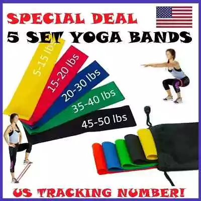 [Set Of 5] Resistance Bands Workout Loop Exercise CrossFit Fitness Yoga Pilates • $6.95