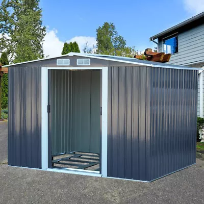 10 X 8ft Anthracite Garden Shed With Metal Floor Base Tool Storage Sheds Outdoor • £389.95