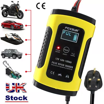 12V Intelligent Motorcycle Motorbike Car Battery Charger Automatic Smart Trickle • £13.99
