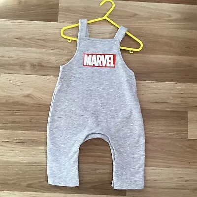 £1.85 • Buy Baby Boy Clothes 6-9 Months Marvel Superheroes Pale Grey Marvel Dungarees Outfit