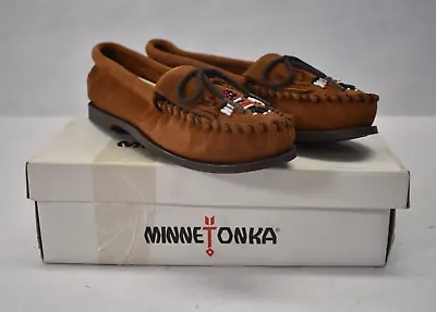 Minnetonka Womens Thunderbird Moccasin Boat Shoes Casual Brown/Suede Size 7 • $53.99