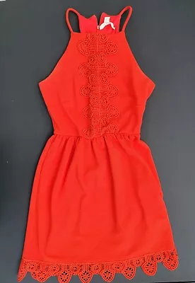 Miami Red Sleeveless  Lace Halter Neck Dress Size- S • $11.95