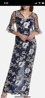 Adrianna Papell Maxi Dress/lined/retail$229/size 18w New W Tag/navy Multi/lace • $99.99