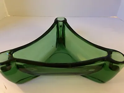 HTF Vintage MCM Viking Glass 10.25”  #1205 Emerald Triangle Candle Bowl • $79.99