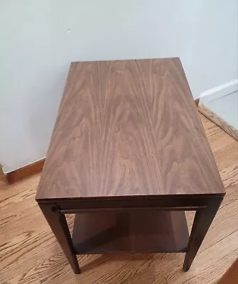 Vintage Mid Century Modern End Table Mersman  Pecan/Brown 2 Tier  • $200