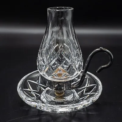 Waterford Crystal Lismore Candle Lamp Hurricane Silverplate Shade Base (Inv. #2) • $71.25