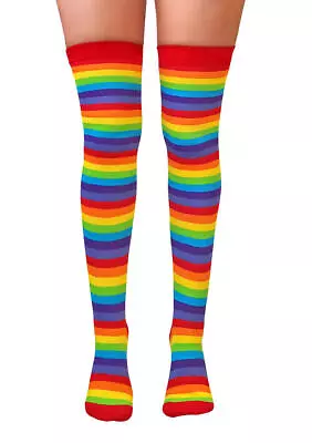 Ladies & Girls Over The Knee Stripy Stripey Striped Socks Cotton Rich UK 4-6.5 • £3.79