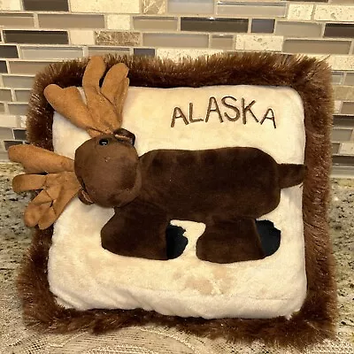 ALASKA 3D MOOSE Wish Pets Child’s Pillow Brown Caramel Plush Size 12 X 12 Inch • $14.99