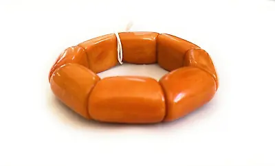Organic Orange Tagua Nut Bracelet Stretch Panel Vegetable Ivory Made In Ecuador • $10