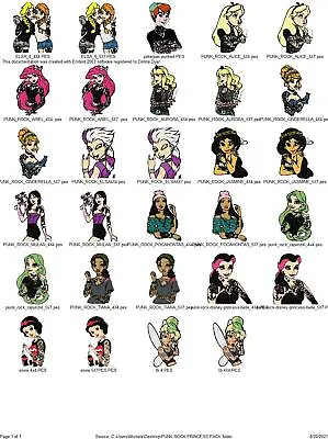 Punk Rock Princess Package 15 Embroidery Machine Designs Collection Pes Usb • $12.95