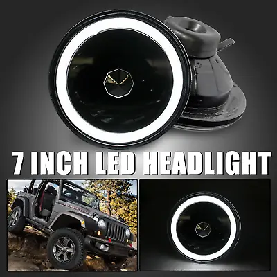 Pair 7  Inch Round LED Headlights Angle Eyes Halo For Jeep Wrangler JK LJ CJ TJ • $22.99