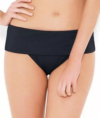 £9.89 • Buy High Waisted Bikini Brief Jet Black Size XL 16 Fold Top Swimwear Bottom Saress