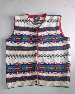 Vintage Woolrich Woven Fair Isle Abstract Southwestern Sweater Vest M Women • $29.99