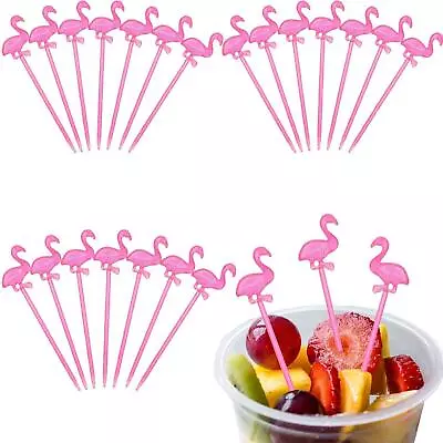 60XFlamingo Cocktail Sticks 8CM Skewers Kebab Fruit Chocolate Fountain BBQ Party • £3.36