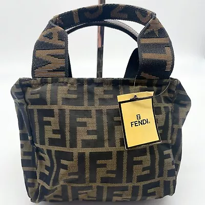[Unused] FENDI Mini Tote Hand Bag Pouch Zucca Pattern FF Logo Canvas Nylon Auth • $270