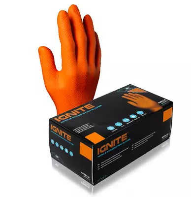 100 Medium Orange Gloves Gloveworks Comp Heavy HD Industrial Nitrile Work 7 Mil • $19.99