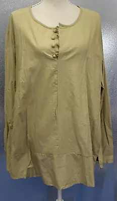 Incerun Mens Sz 3XL Tan 100% Cotton Henley Tunic Top NWT • $4.99