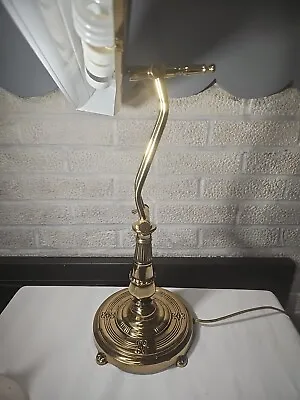 Vtg 18  Brass 2 Bulb Piano Desk Lamp With Decorative Base Made In USA BEAUTIFUL  • $156.95