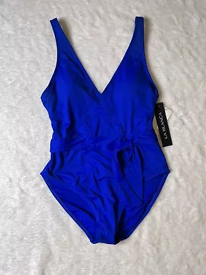 La Blanca Island Goddess Surplice One-Piece In Apollo Blue Swimsuit SZ6 • $50