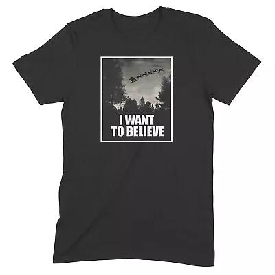  I Want To Believe  Christmas Midweight Ringspun Cotton T-Shirt Mens/Womens Fits • $13.99