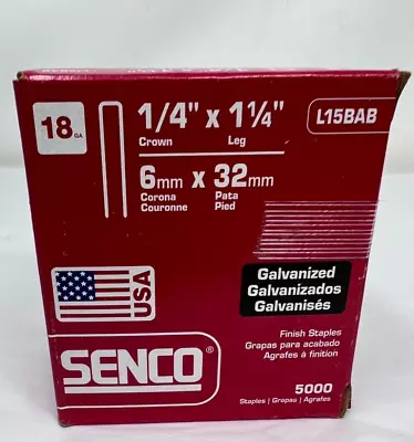 1 Box Of Senco Galvanized Finish Staples L15BAB 18 Gauge 5000 In Box • $37.49