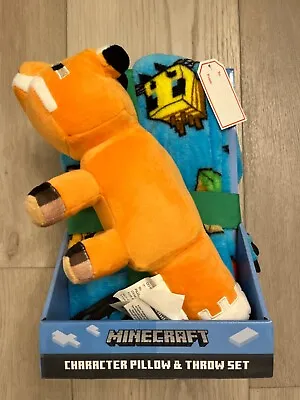Minecraft Mojang Jinx Fox Plush Orange 11  & Blanket Throw 40x50in Gift Set NEW • $26.99