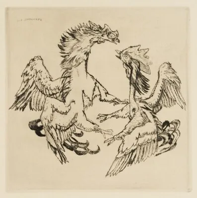 L. JUNGNICKEL (*1881) Cockfighting 1916 Etching Modern Animals 1900-1924 • £171.23