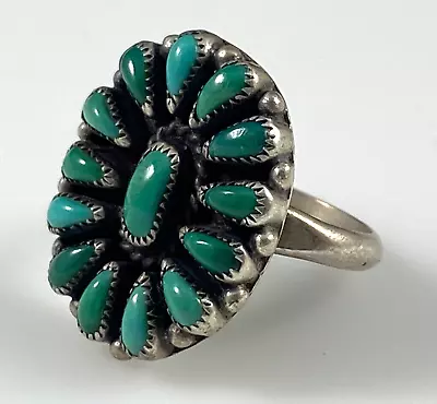 Zuni Turquoise Ring Native Size 5 Sterling Silver Vintage 4.7g • $23.95