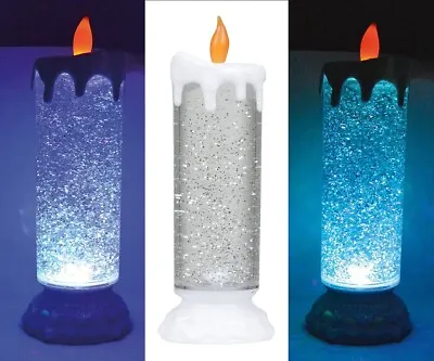 £9.79 • Buy Large 3 LED Christmas Candle Colour Changing Flickering Flameless Glitter Swirl