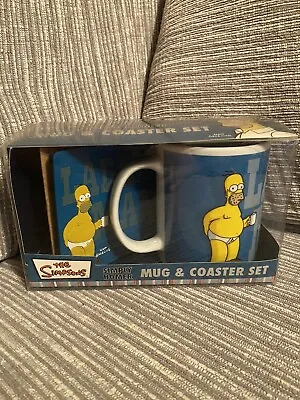 2006 Simply Homer Ladies Man Simpsons Mug & Coaster Gift Set. Father Day Gift! • £8