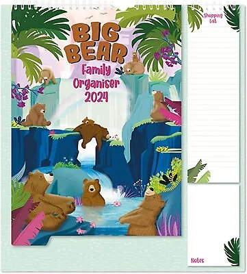 2024 Family Planner 5Column Wall Organizer Notepad Shopping List With Teddy Bear • £9.92